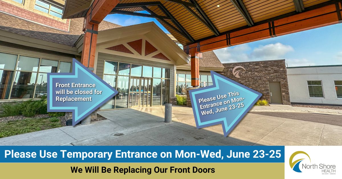 Mon-Wed, June 23-25 the Front Entrance at North Shore Health will be closed for replacement