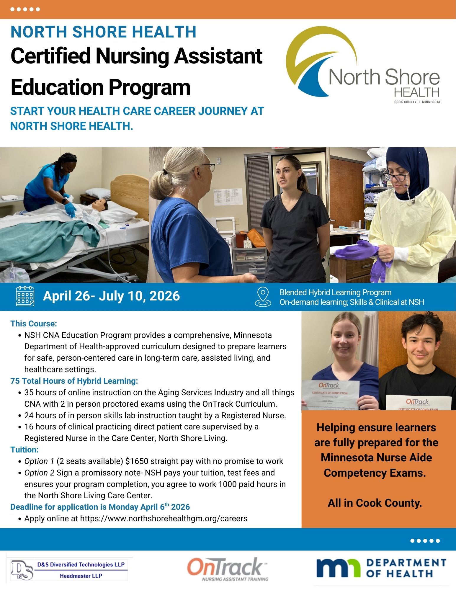 Flyer describing CNA program