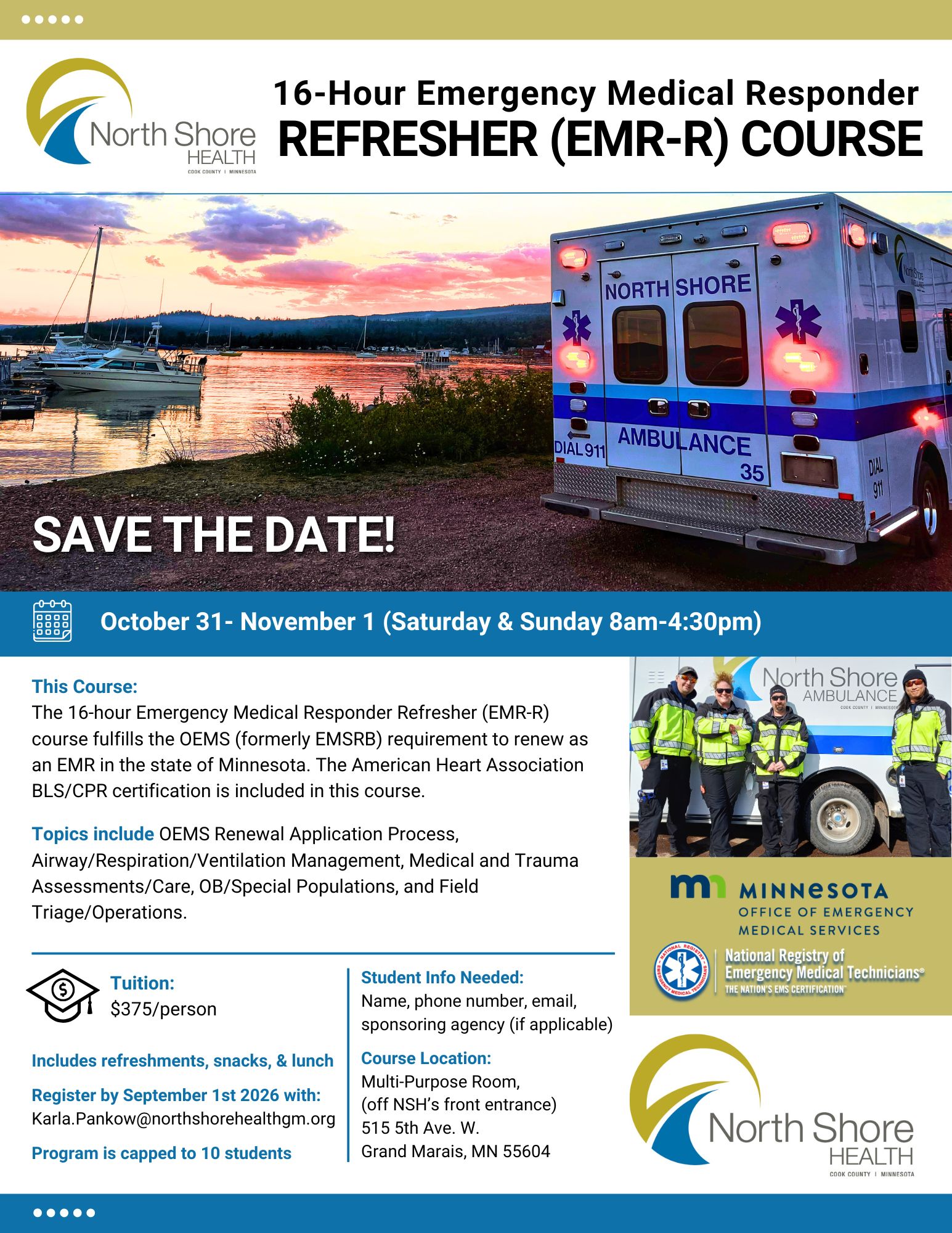 Register Today: Emergency Medical Responder Refresher Course