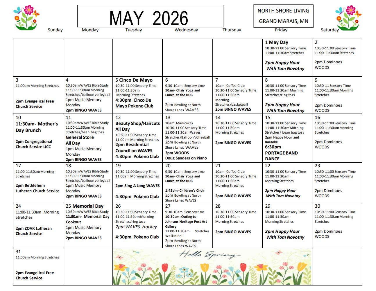 North Shore Living April 2026 Activities Calendar