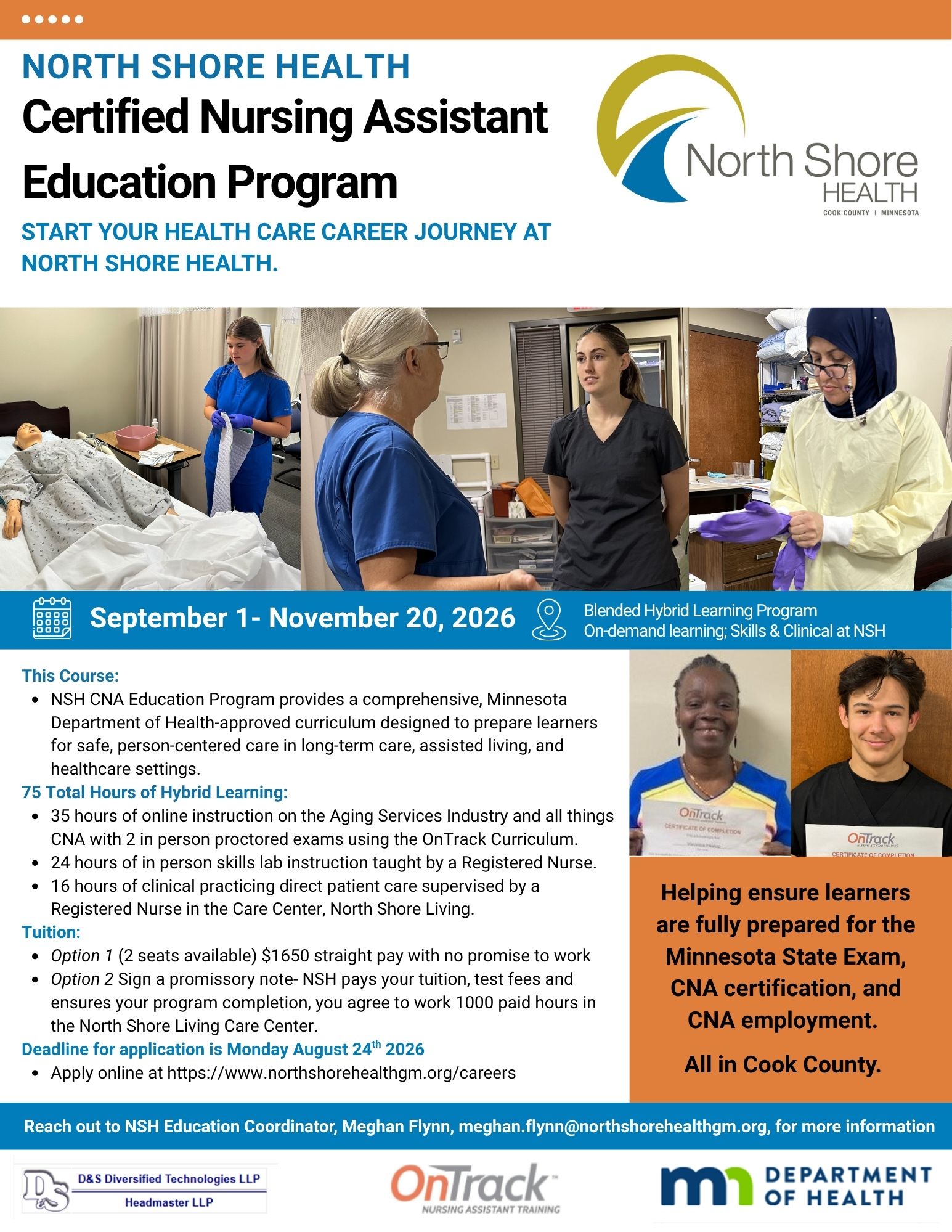 Applications Open: North Shore Health Certified Nursing Assistant Education Program